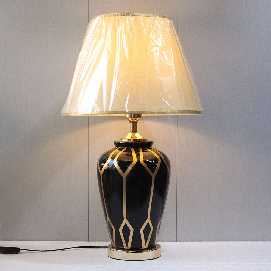 Ceramic Hp Jar linning Black Table Lamps (Pair) for bedrooms