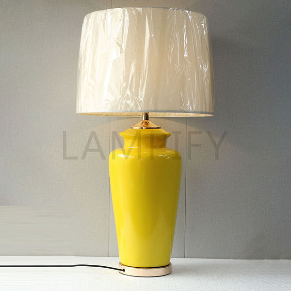 Ceramic Wain Yellow Color Lounge Lamp (Pair) for bedrooms