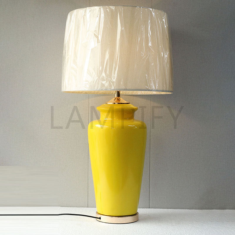 Ceramic Wain Yellow Color Lounge Lamp (Pair) for bedrooms