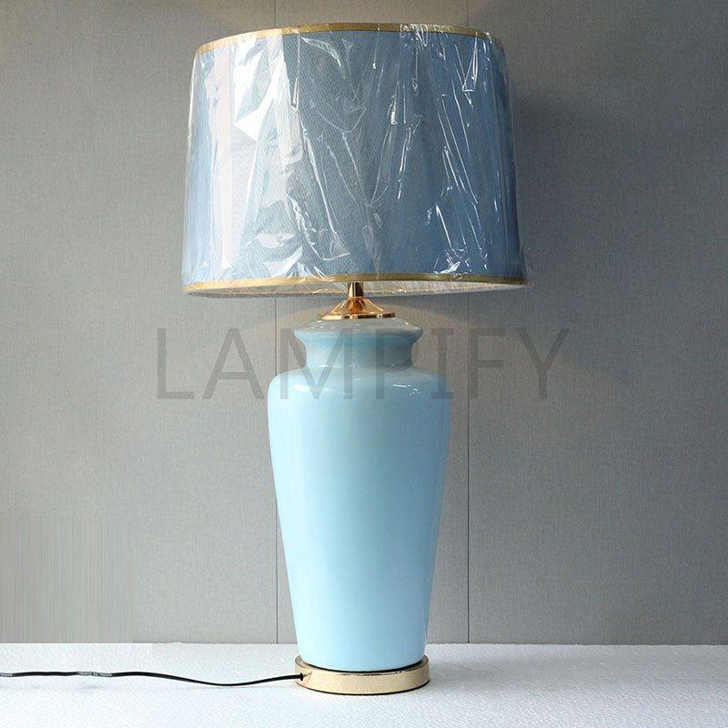 Ceramic Wain Pastel Blue Color Lounge Lamp (Pair) for bedrooms