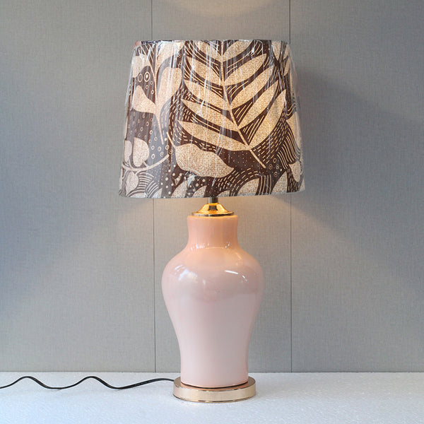 Ceramic Raem Baby Pink Printed Shades Meduim Lamps (Pair) for bedrooms