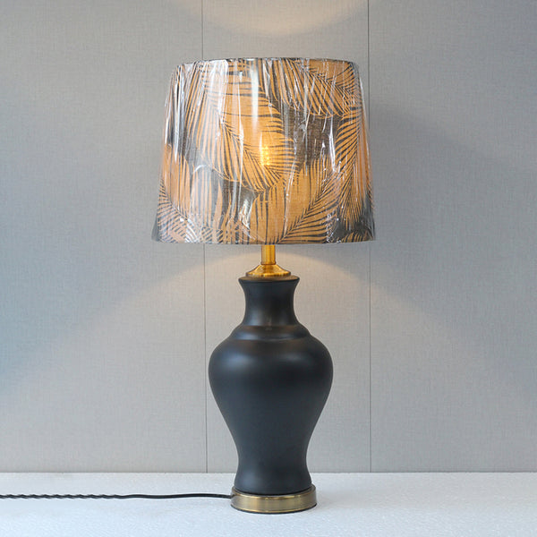 Ceramic GN Raim Black With Printed Shades Medium Lamps (Pair) for bedrooms