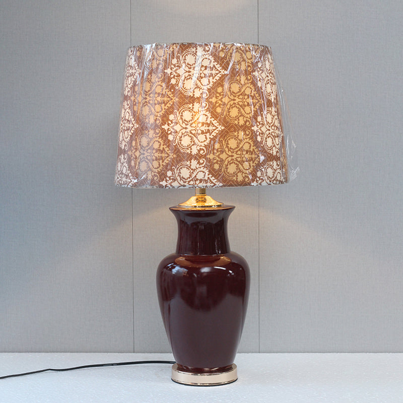 Ceramic B.Jar Barghandi With Printed Shades Lamps (Pair) for bedrooms