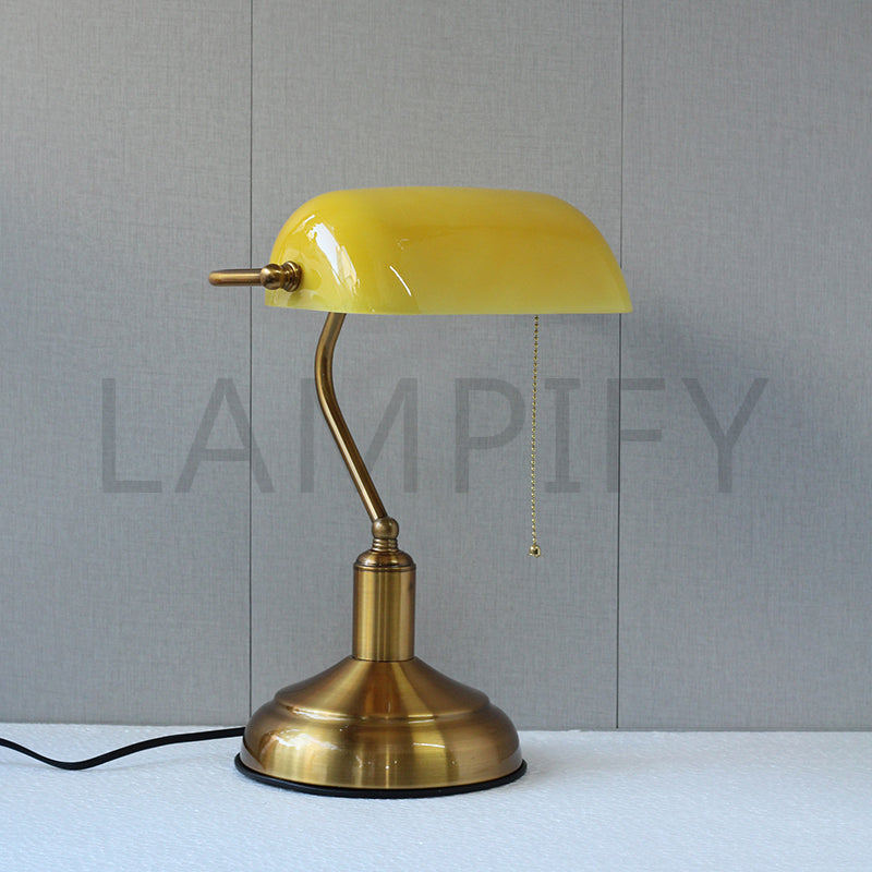 Yellow Glass Banker Study Lamp (Each) for bedrooms