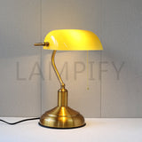 Yellow Glass Banker Study Lamp (Each) for bedrooms