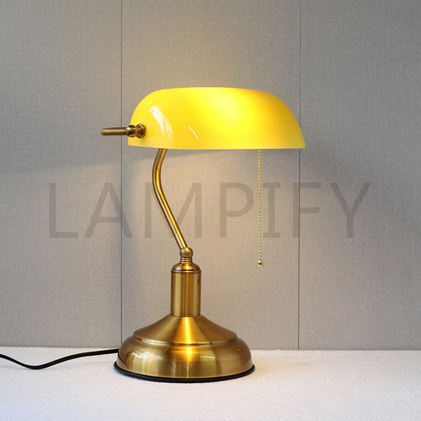 Yellow Glass Banker Study Lamp (Each) for bedrooms