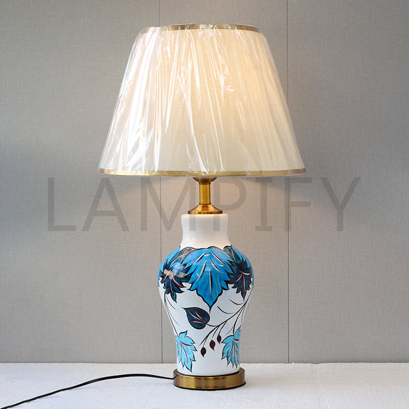 Ceramic Raem Floral White Meduim Table Lamp (Pair) for bedrooms
