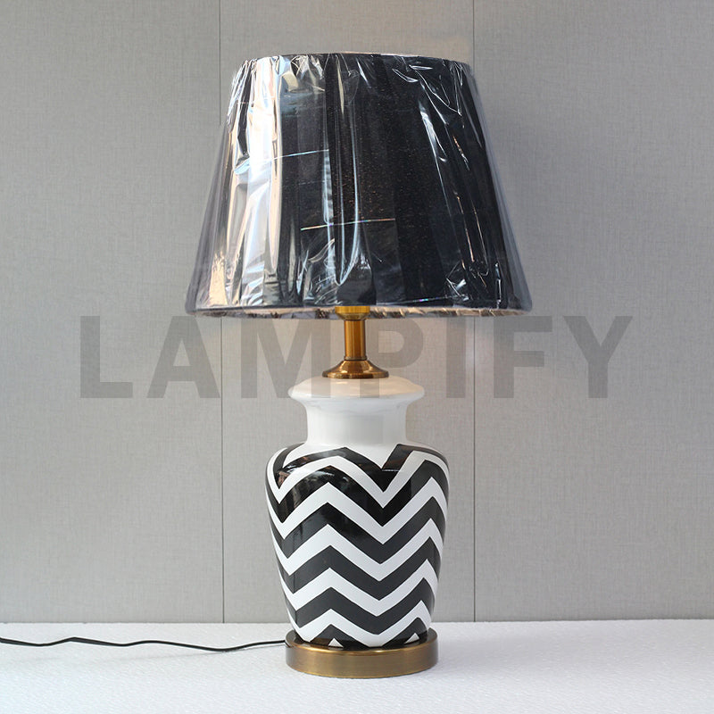 Ceramic Wain ZigZag Medium Table Lamp (Pair) for bedrooms