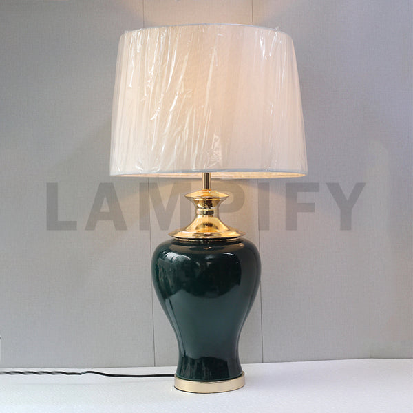 Ceramic Model 18505 Bottle Green large Table Lamp (Pair) for bedrooms