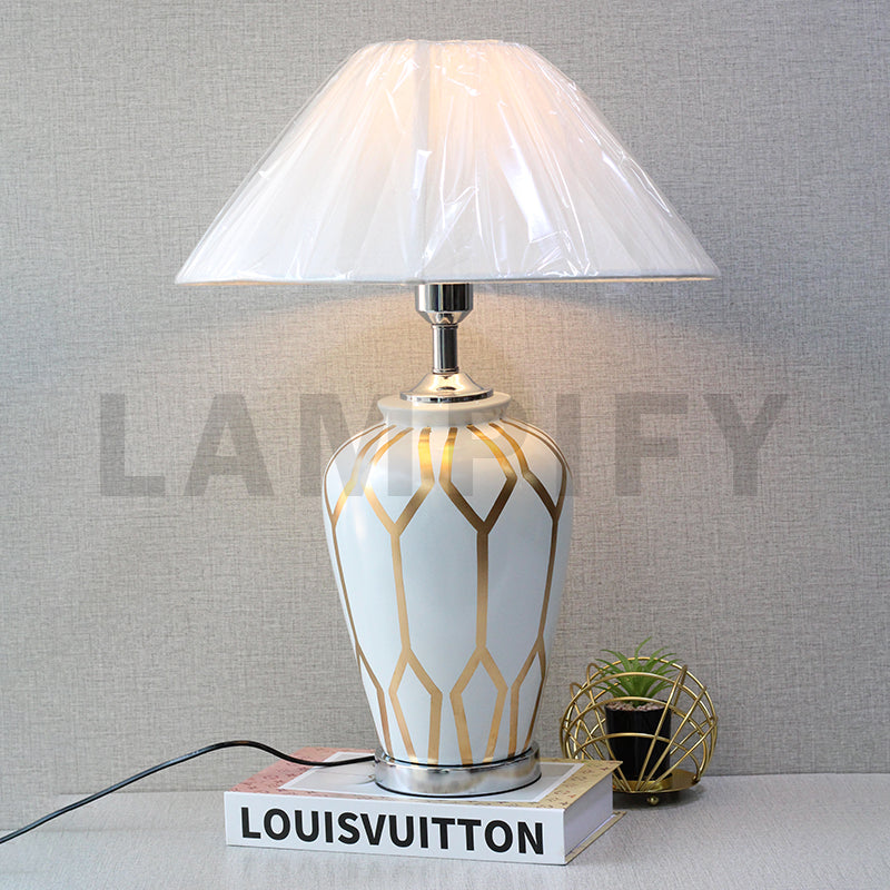 Ceramic Hp Jar linning White 01 Table Lamps (Pair) for bedrooms