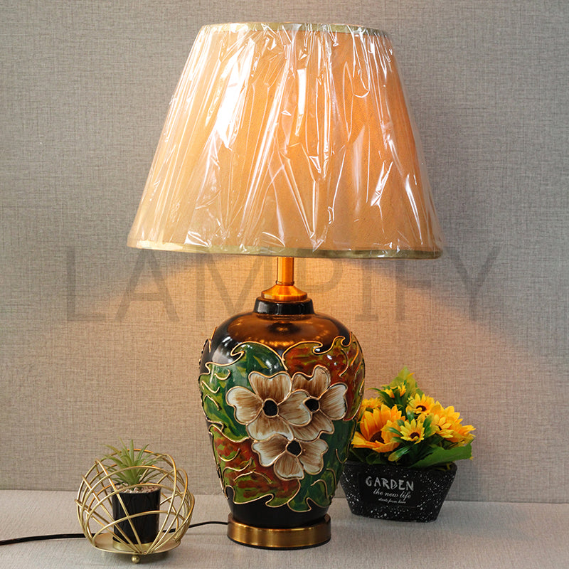 Ceramic Karc Hp Floral Black Table Lamps(Pair) for bedrooms