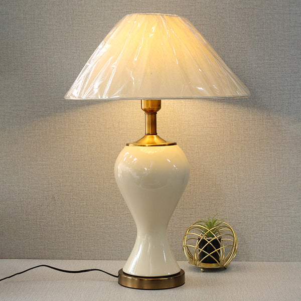 Ceramic U.Surahi Off White Table lamps (Pair) for bedrooms