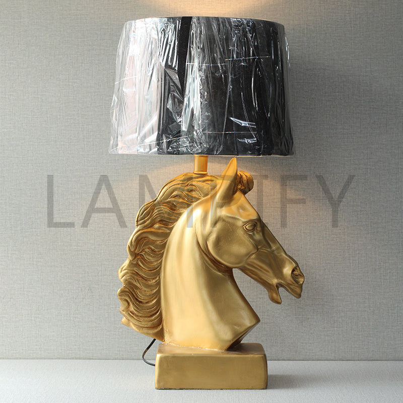 Resin Horse Medium Golden Table Lamp (Pair) for bedrooms