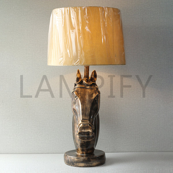 Resin Horse Golden Antique Lounge Lamps (Pair) for bedrooms