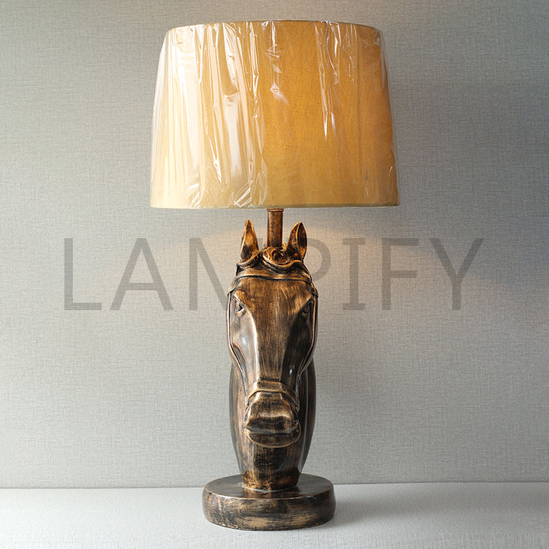 Resin Horse Golden Antique Lounge Lamps (Pair) for bedrooms