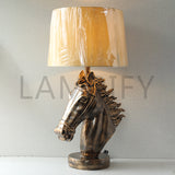 Resin Horse Golden Antique Lounge Lamps (Pair) for bedrooms