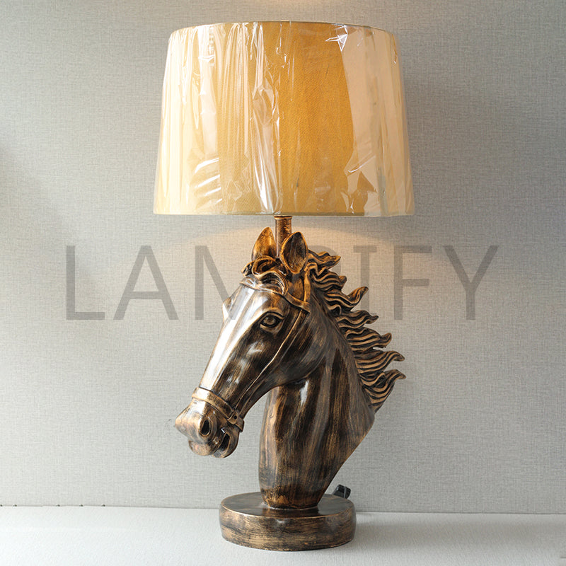 Resin Horse Golden Antique Lounge Lamps (Pair) for bedrooms