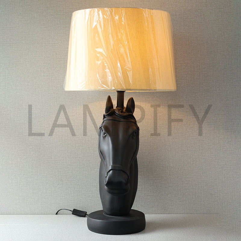 Resin Horse Matt Black Lounge Lamps (Pair) for bedrooms