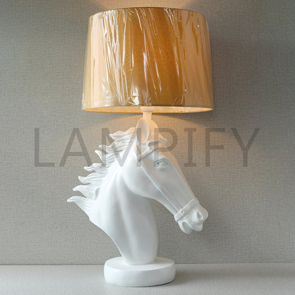 Resin Horse White Lounge Lamps (Pair) for bedrooms