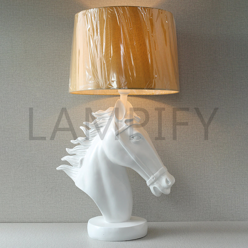 Resin Horse White Lounge Lamps (Pair) for bedrooms