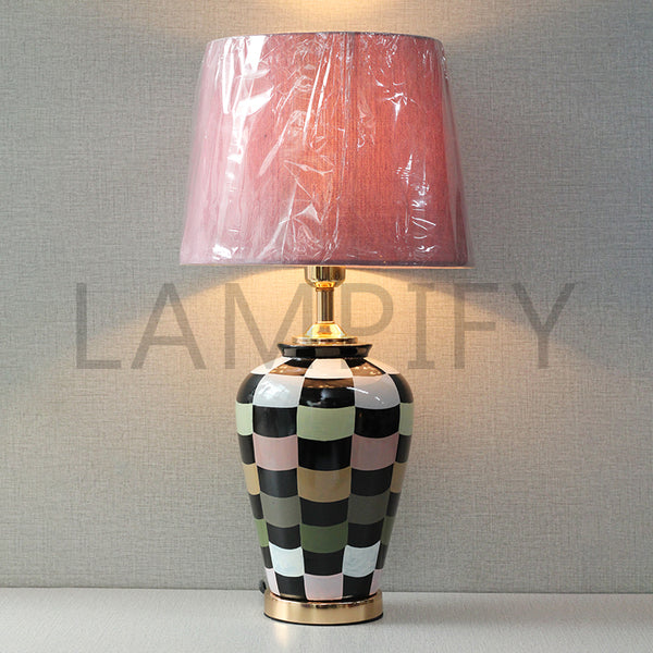 Ceramic Color Dice Hand painted Table Lamps (Pair) for bedrooms