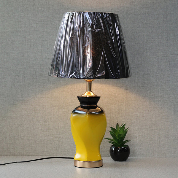 Ceramic Twister Black&Yellow small Table lamps (Pair) for bedrooms