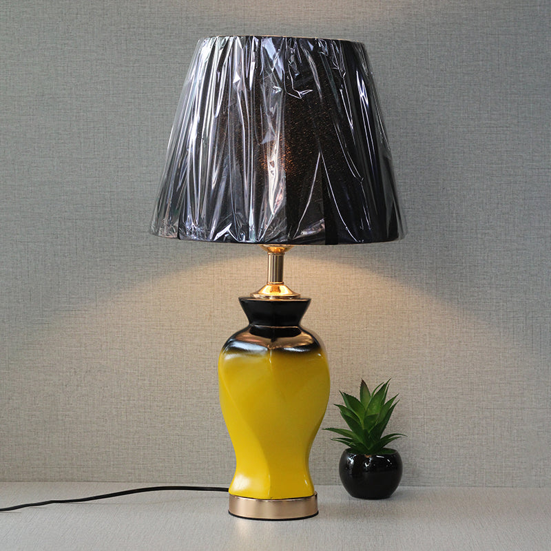 Ceramic Twister Black&Yellow small Table lamps (Pair) for bedrooms