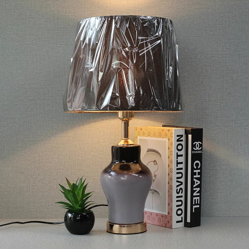 Ceramic Raim small Brown&Purple Table lamps (Pair) for bedrooms