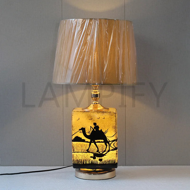 Camel Skin Box Shape 02 Table Lamp (Pair) for bedrooms
