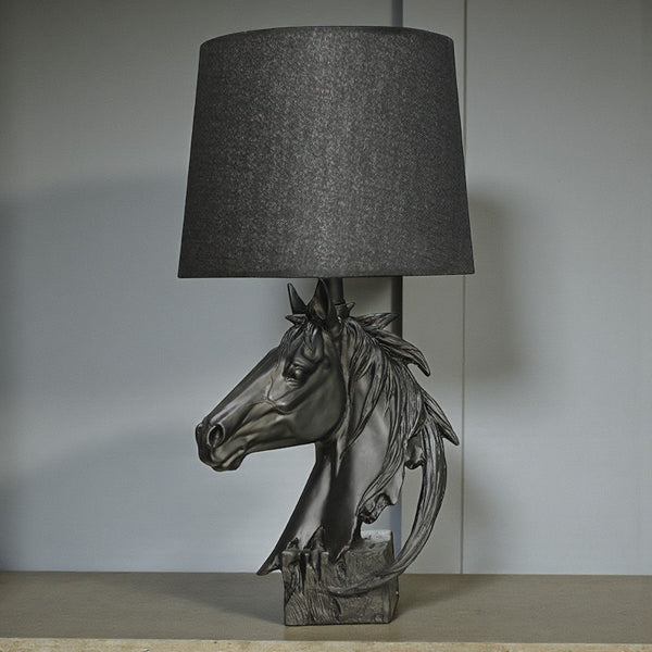 Stallion Resin Black Horse Statue Table Lamps(Pair) for bedrooms