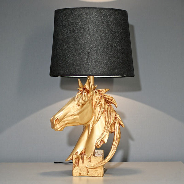 Stallion Resin Golden Horse Statue Table Lamps(Pair) for bedrooms
