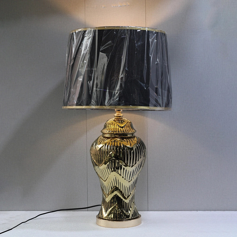 Ceramic Imported Model 993 Black & Golden Large Lounge Lamp (Pair) for bedrooms