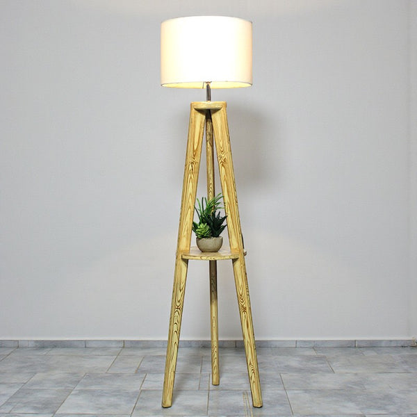 Wooden Tripod Shelve Beach Wood Floor Lamp(Each) Delivery For Lahore Only for living rooms