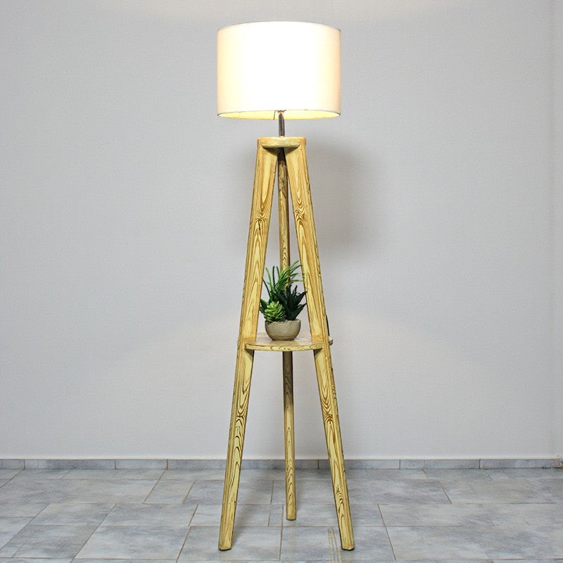 Wooden Tripod Shelve Beach Wood Floor Lamp(Each) Delivery For Lahore Only for living rooms