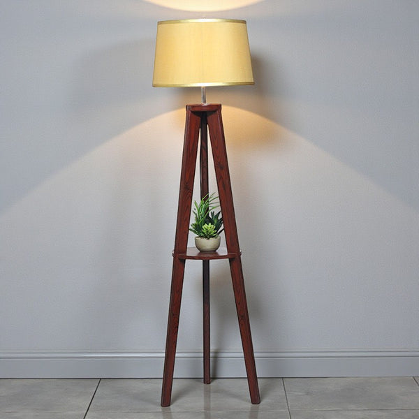 Wooden Tripod Shelve Reddish Brown Floor Lamp(Each)Delivery For Lahore Only for living rooms