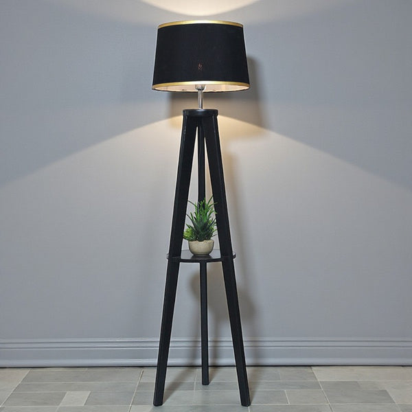 Wooden Tripod Shelve Dark Brown Floor Lamp(Each)Delivery For Lahore Only for living rooms