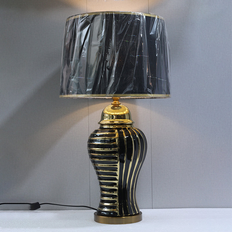 Ceramic Imported Model 989 Black & Golden Large Lounge Lamp (Pair) for bedrooms