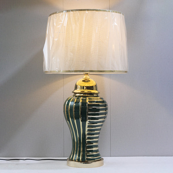 Ceramic Imported Model 989 Green & Golden Large Lounge Lamp (Pair) for bedrooms