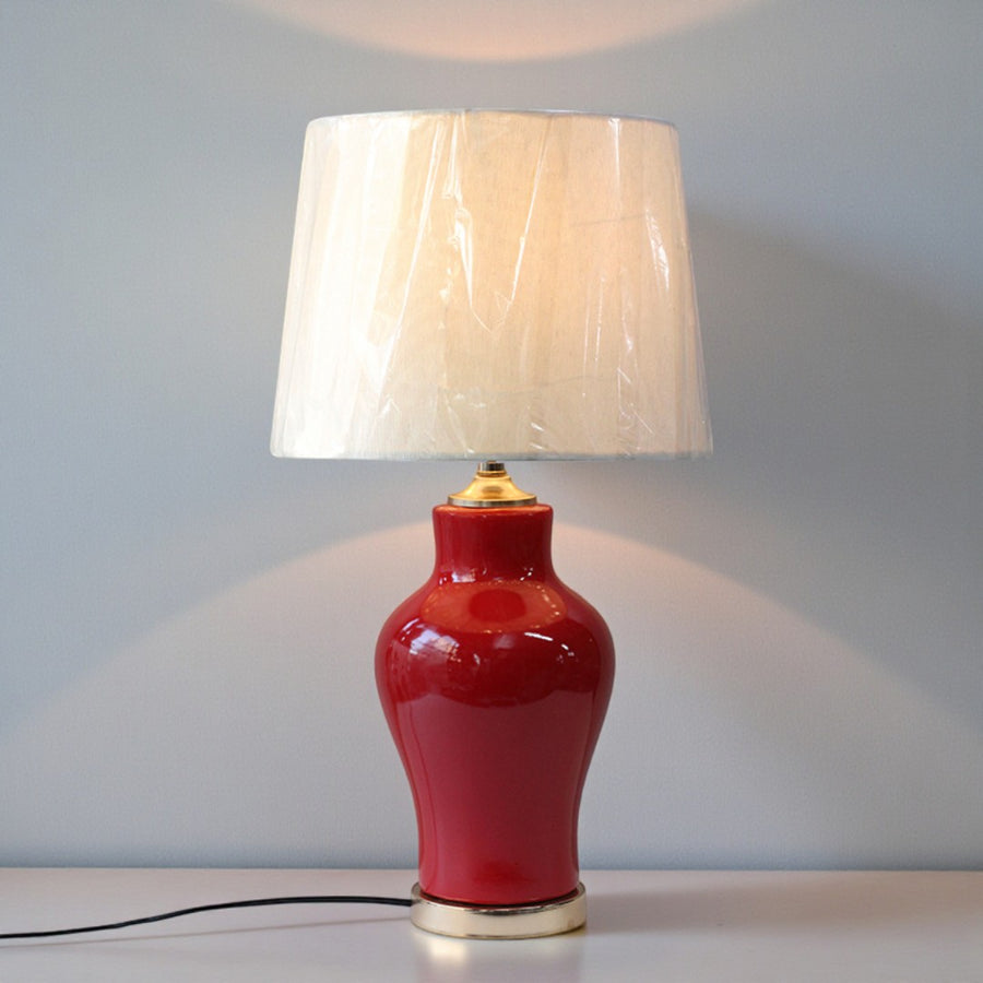 Ceramic Raem Red Medium Lamps (Pair) for bedrooms