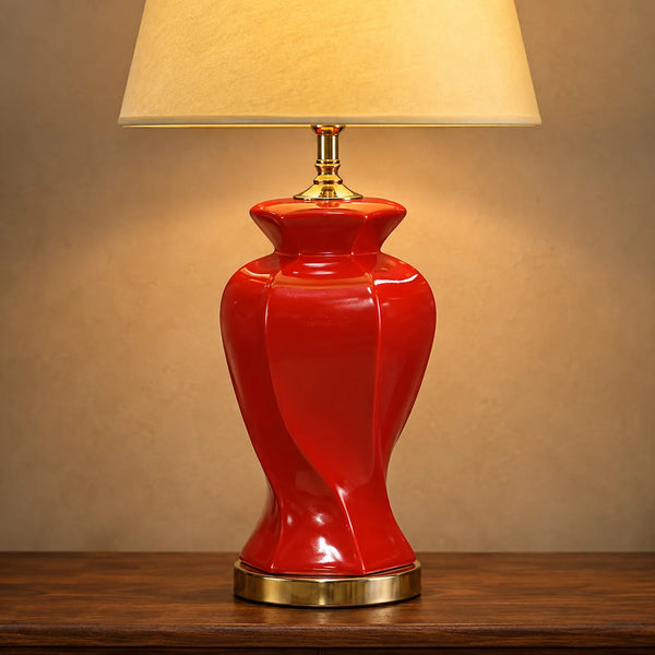 Ceramic Twister Chilli Red Medium Lamps (Pair)