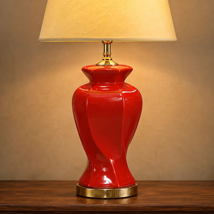 Ceramic Twister Chilli Red Medium Lamps (Pair)