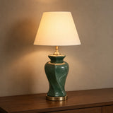 Ceramic Twister Green Medium Lamps (Pair)