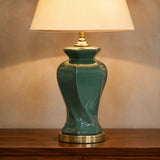 Ceramic Twister Green Medium Lamps (Pair)