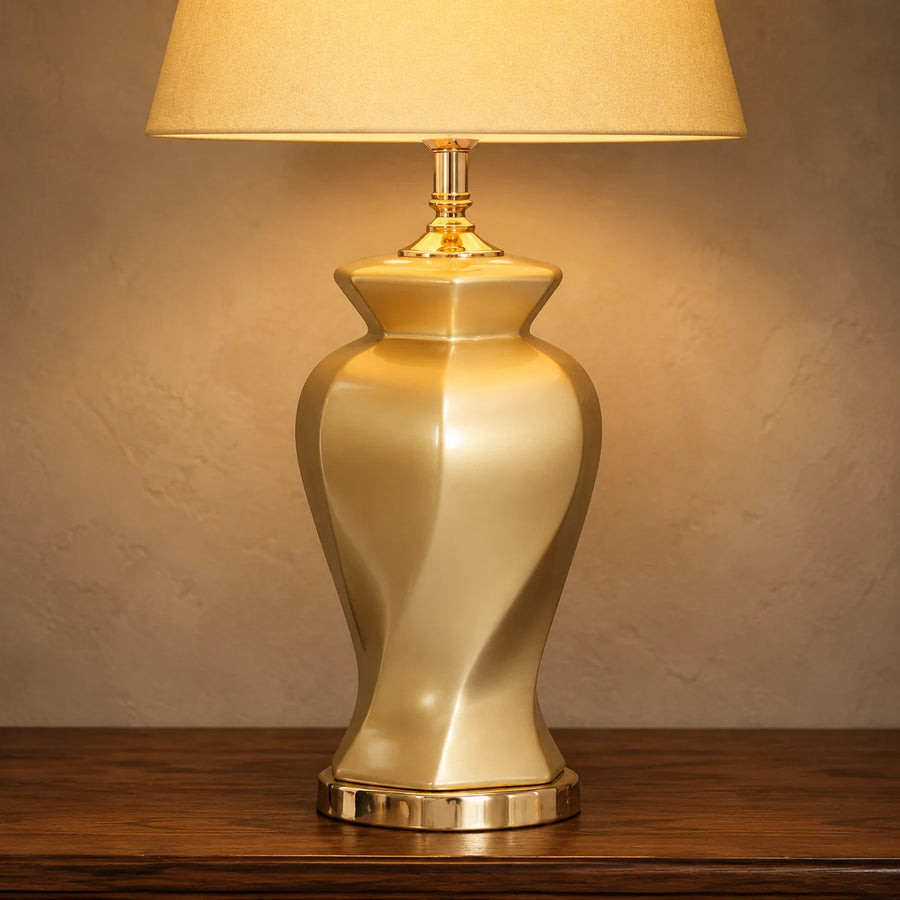 Ceramic Twister Golden Medium Lamps(Pair)