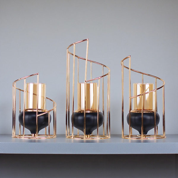 Metal Twister 3 Pcs Candlestand Set Table Lamp for dining tables