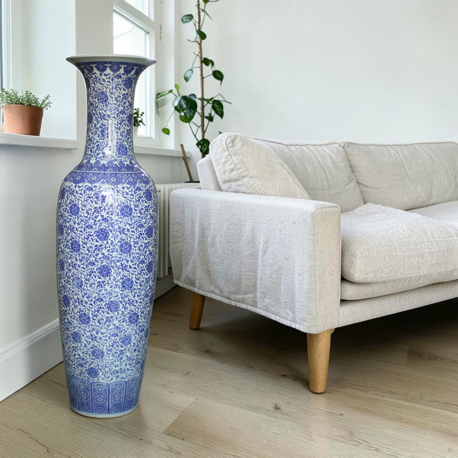 Porcelain Blue Pottery Floor Vase 03 (Each) Delivery Only For LHR,ISB for living rooms
