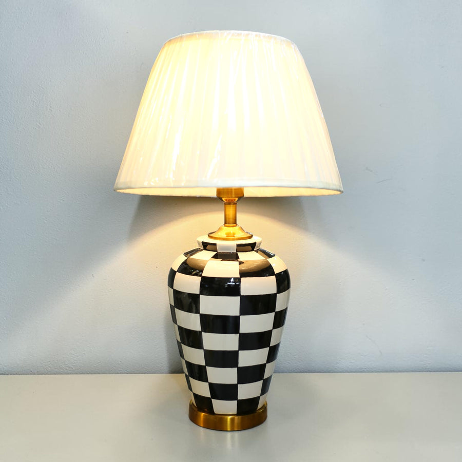 Ceramic Jar Black& White Dice Hand Painted Table Lamps (Pair) for bedrooms