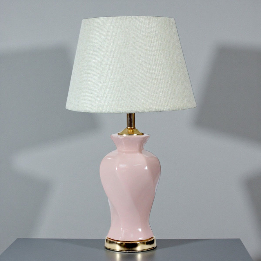 Ceramic Twister Pink Small Lamps (Pair) for bedrooms